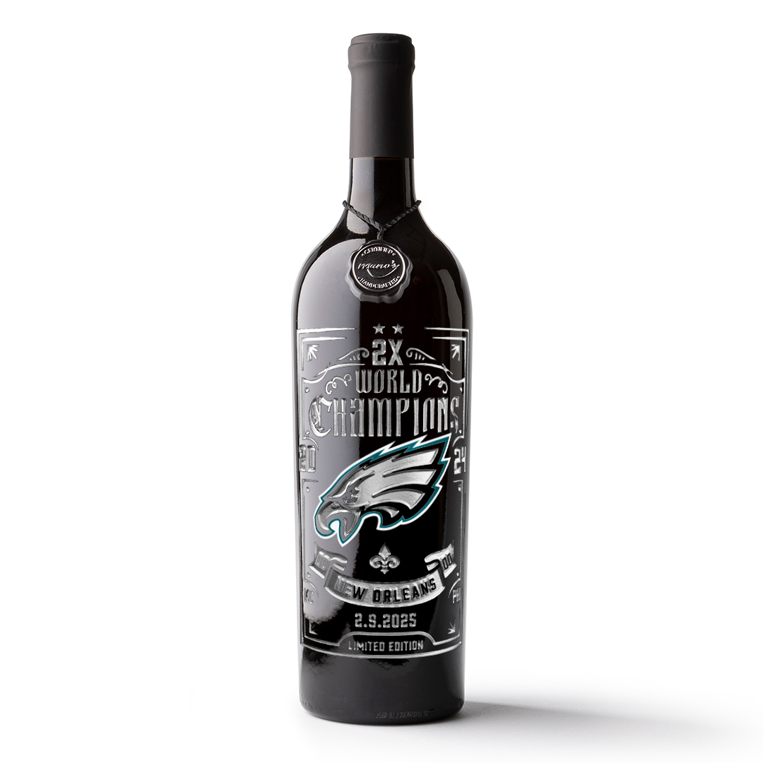 Philadelphia Eagles 2024 World Champions 2X Etched Wine – Mano's Wine