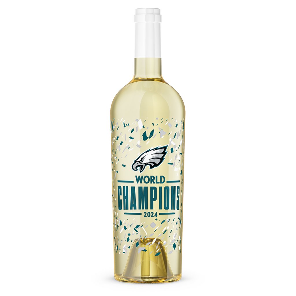 Philadelphia Eagles 2024 World Champions sauvignon blanc wine bottle
