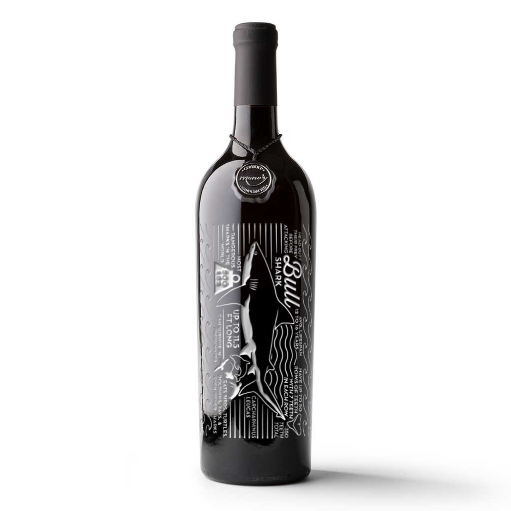 Bull Shark Facts Etched Wine Bottle