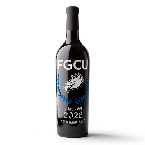 Florida Gulf Coast University Custom Alumni Etched Wine