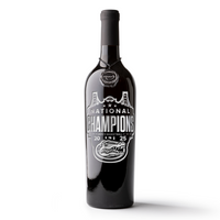 Silver hand etched wine bottle featuring University of Florida Gators 2025 Men's Basketball National Champions