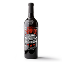 Orange and silver University of Florida 2025 National Champions Banner Etched Wine from Mano's Wine