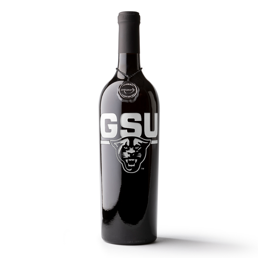 Georgia State Panthers Logo Etched Wine