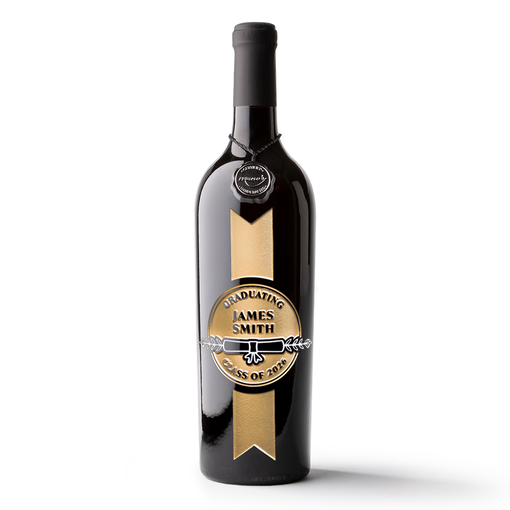 Customize a Graduation Award Etched Wine bottle from Mano's Wine for graduation season!