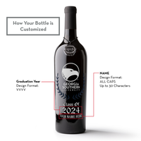Georgia Southern University Custom Alumni Etched Wine