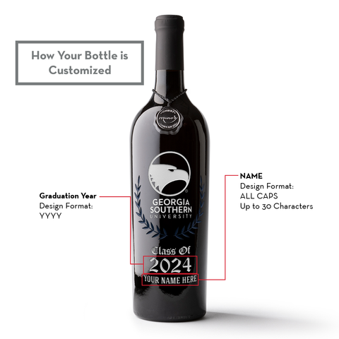 Georgia Southern University Custom Alumni Etched Wine