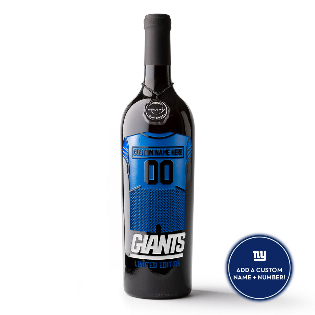New York Giants Custom Jersey Etched Wine