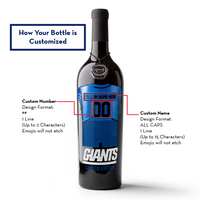 New York Giants Custom Jersey Etched Wine