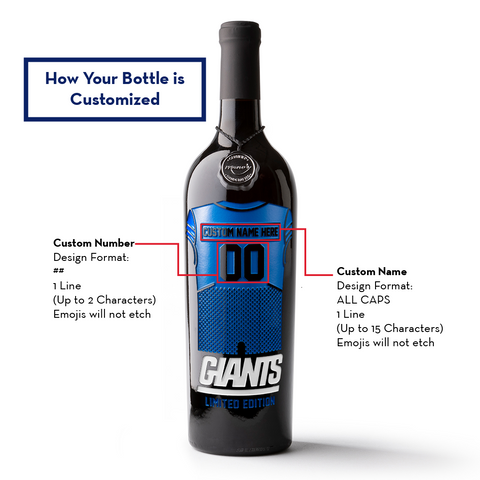 New York Giants Custom Jersey Etched Wine