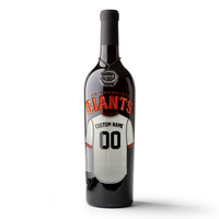 Mano's Wine bottle featuring a customizable San Francisco Giants jersey etched on the wine bottle