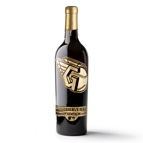 Cleveland Guardians Gold Reserve Etched Wine Bottle