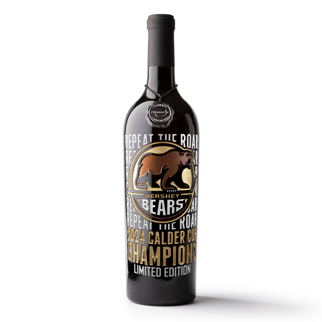 Hershey Bears 2024 Repeat the Roar Etched Wine Bottle