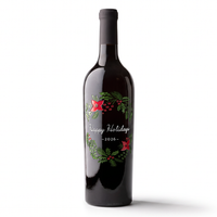 Happy Holidays Garland Etched Wine Bottle