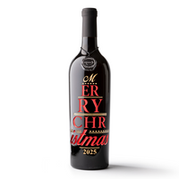 Merry Christmas 2025 Etched Wine Bottle