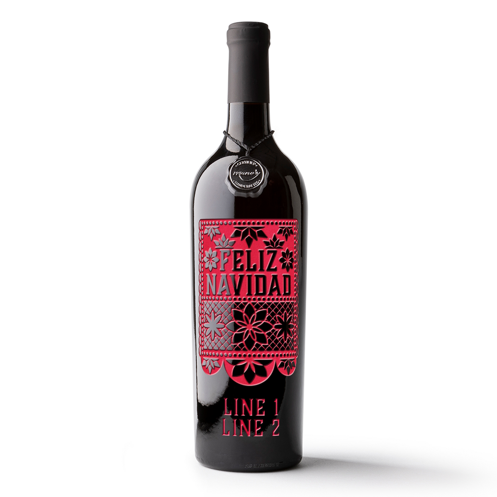 Feliz Navidad Custom Text Etched Wine