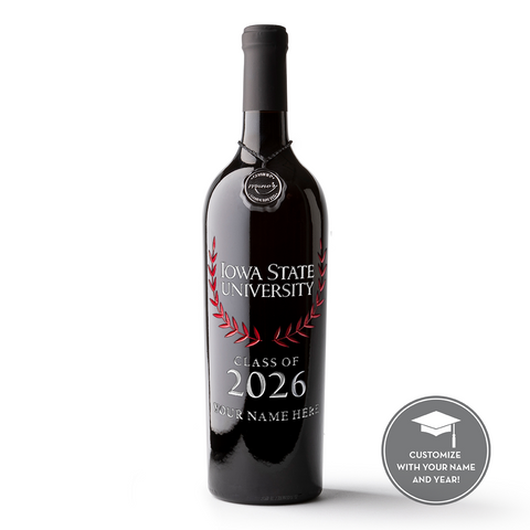 Iowa State University Custom Alumni Etched Wine Bottle