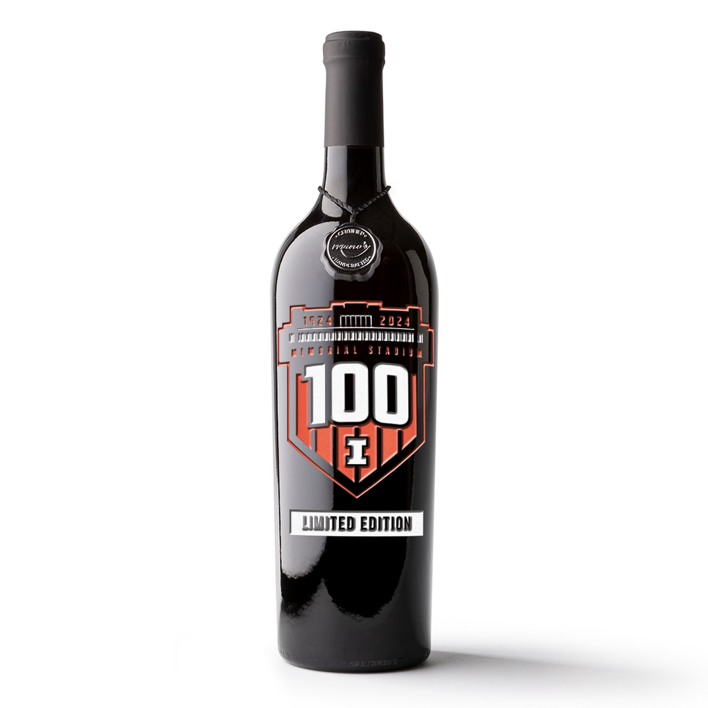 University of Illinois 100 Year Etched Wine Bottle