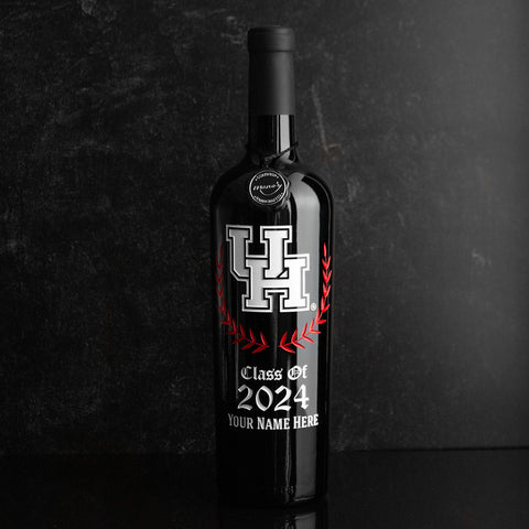 University of Houston Custom Alumni Etched Wine