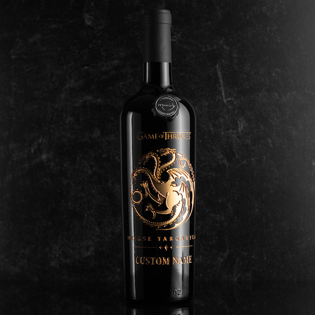 Game of Thrones House Targaryen Custom Name Etched Wine