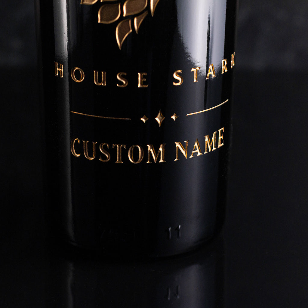 Game of Thrones House Stark Custom Name Etched Wine