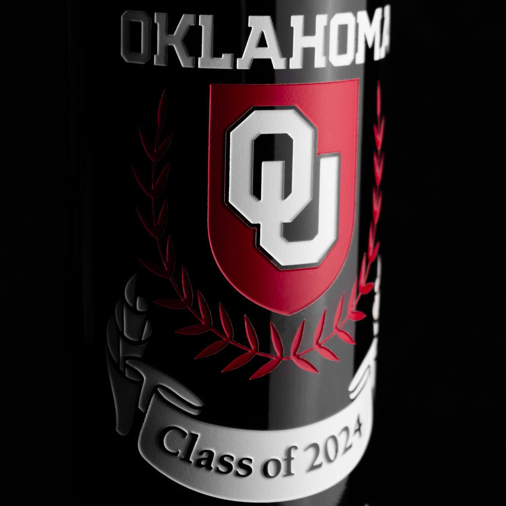 University of Oklahoma Custom Alumni Etched Wine