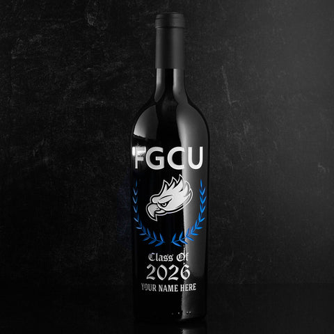 Florida Gulf Coast University Custom Alumni Etched Wine