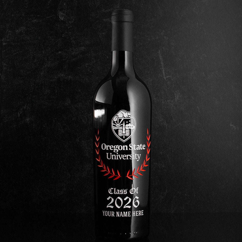 Oregon State Beavers Logo Etched Wine