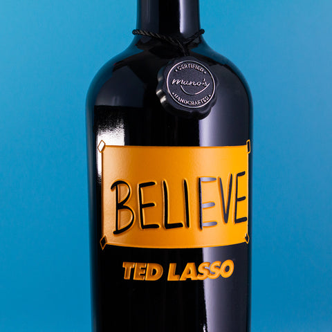 Ted Lasso Believe Poster Etched Wine