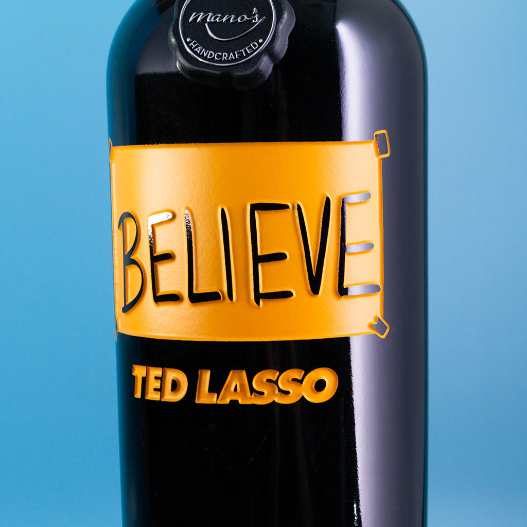 Ted Lasso Believe Poster Etched Wine