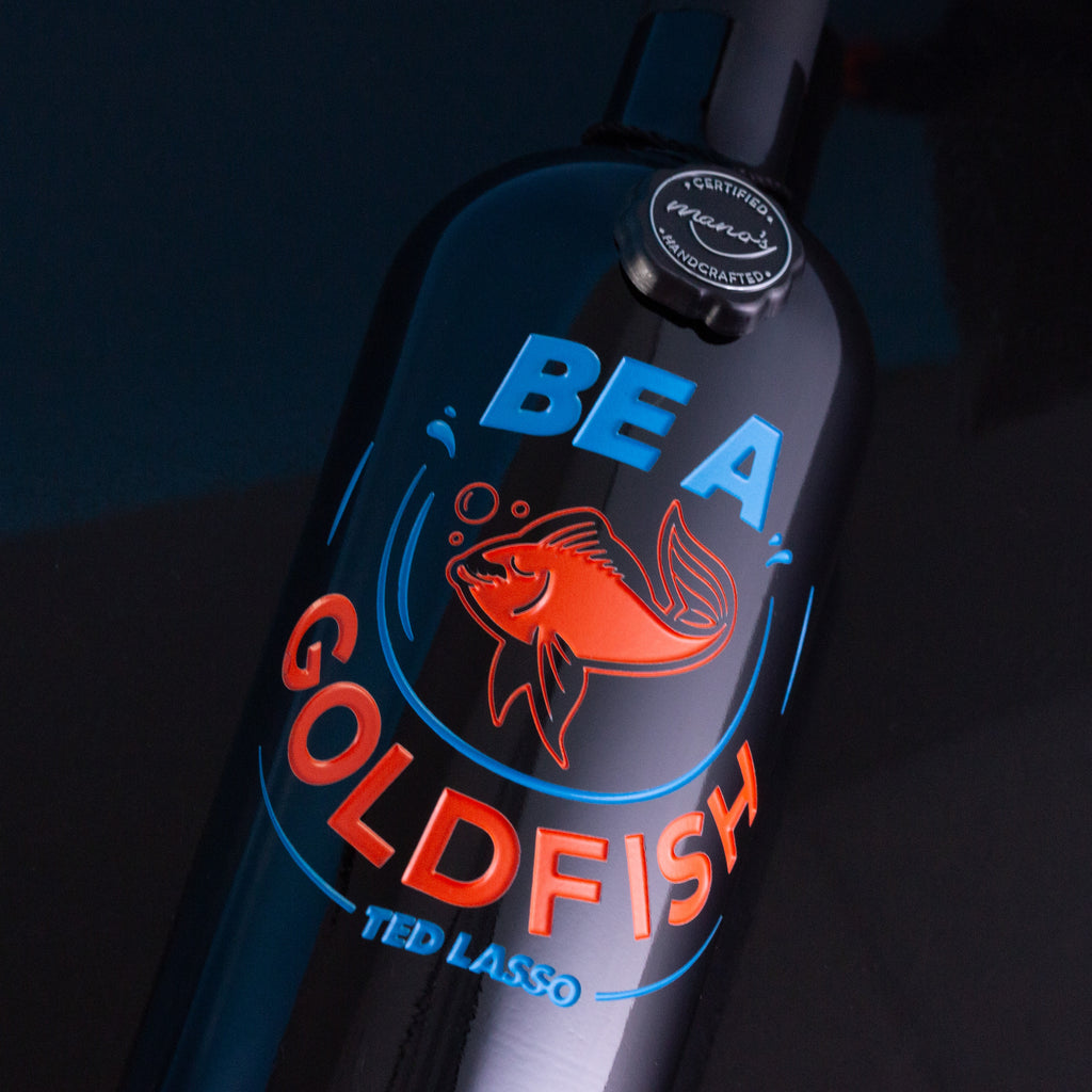 Ted Lasso Be a Goldfish Etched Wine