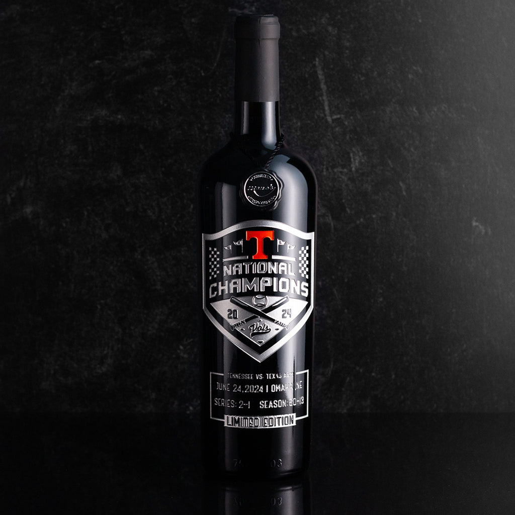 Tennessee 2024 Baseball National Champions Logo Etched Wine