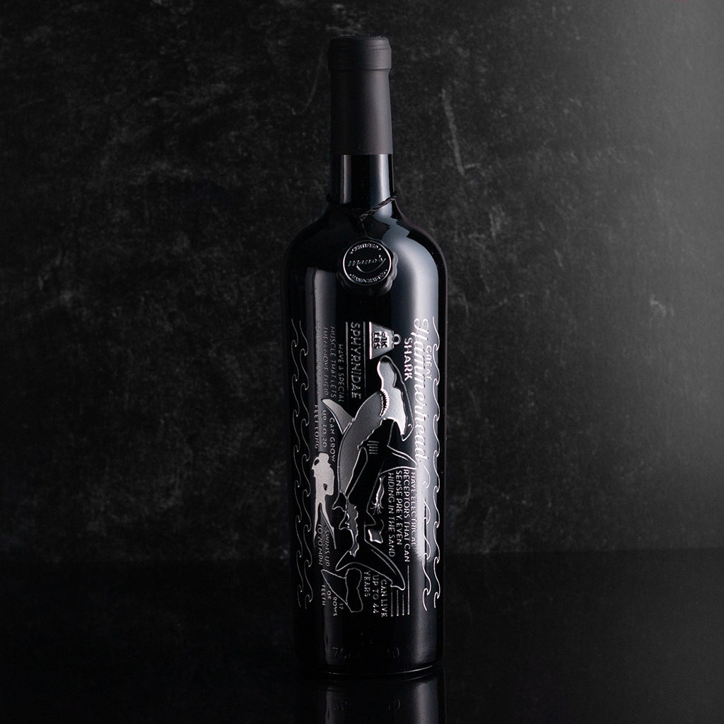 Hammerhead Shark Facts Etched Wine Bottle