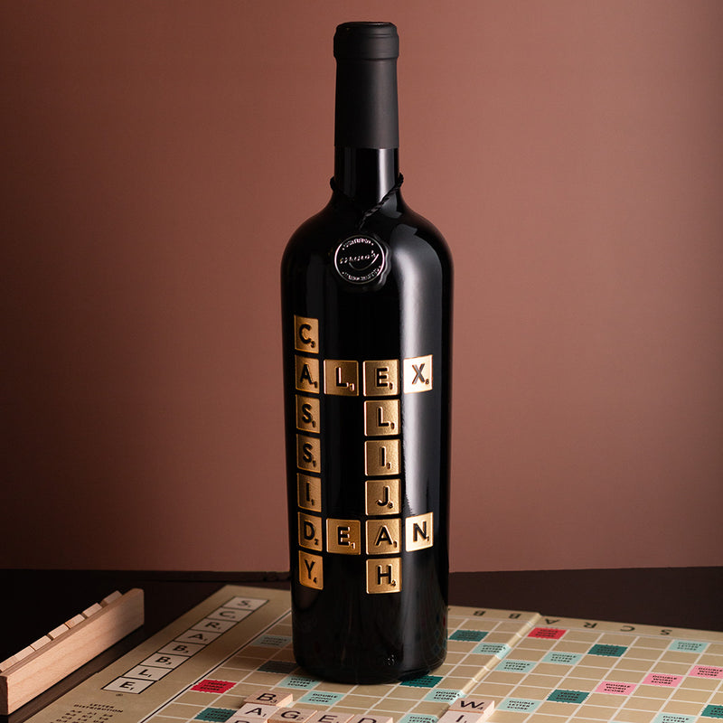 Scrabble Custom Words Etched Wine