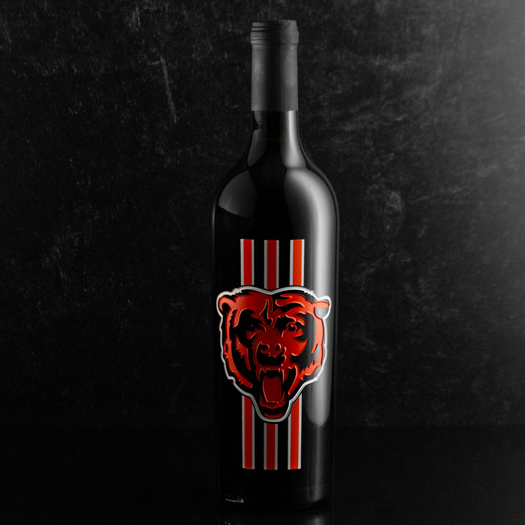Chicago Bears Stripes Limited Edition 3 Etched Wine