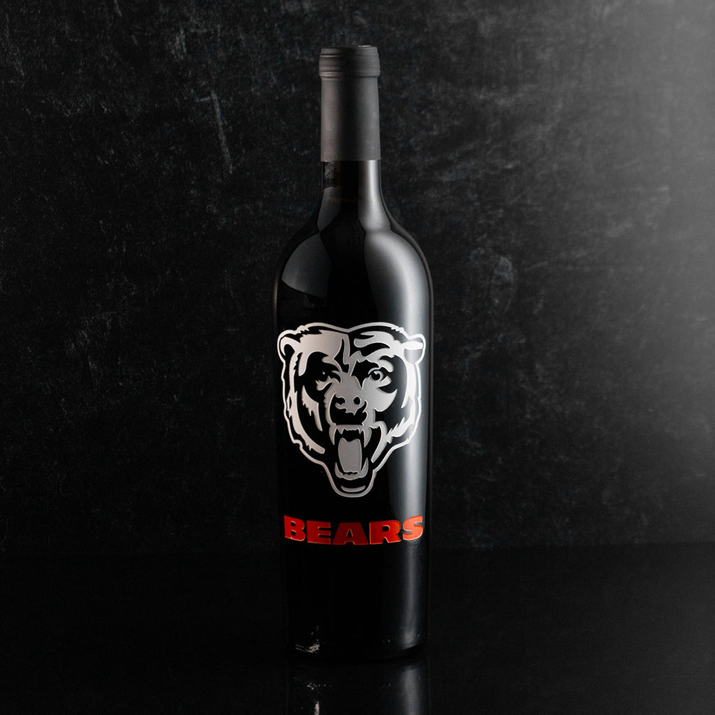 Chicago Bears Logo Etched Wine