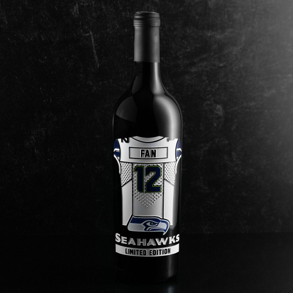 Seattle Seahawks 12 Fan Jersey Etched Wine