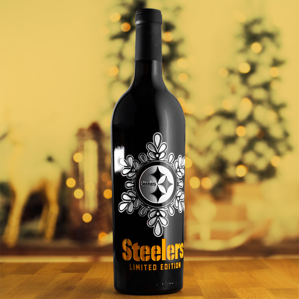 Steelers 2026 Holiday Snowflake Etched Wine