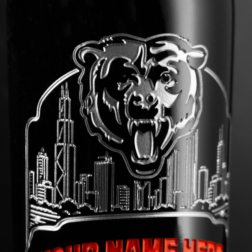 Chicago Bears Skyline Custom Etched Wine
