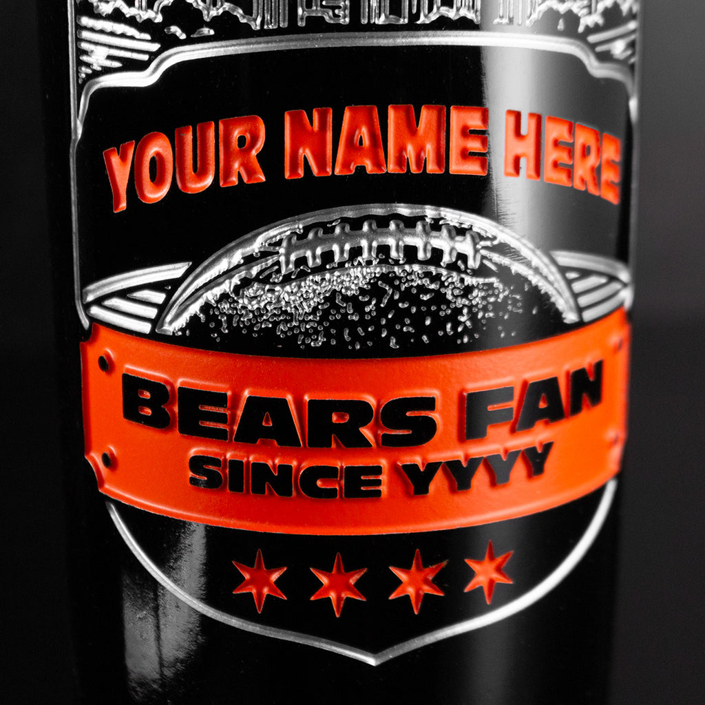 Chicago Bears Skyline Custom Etched Wine