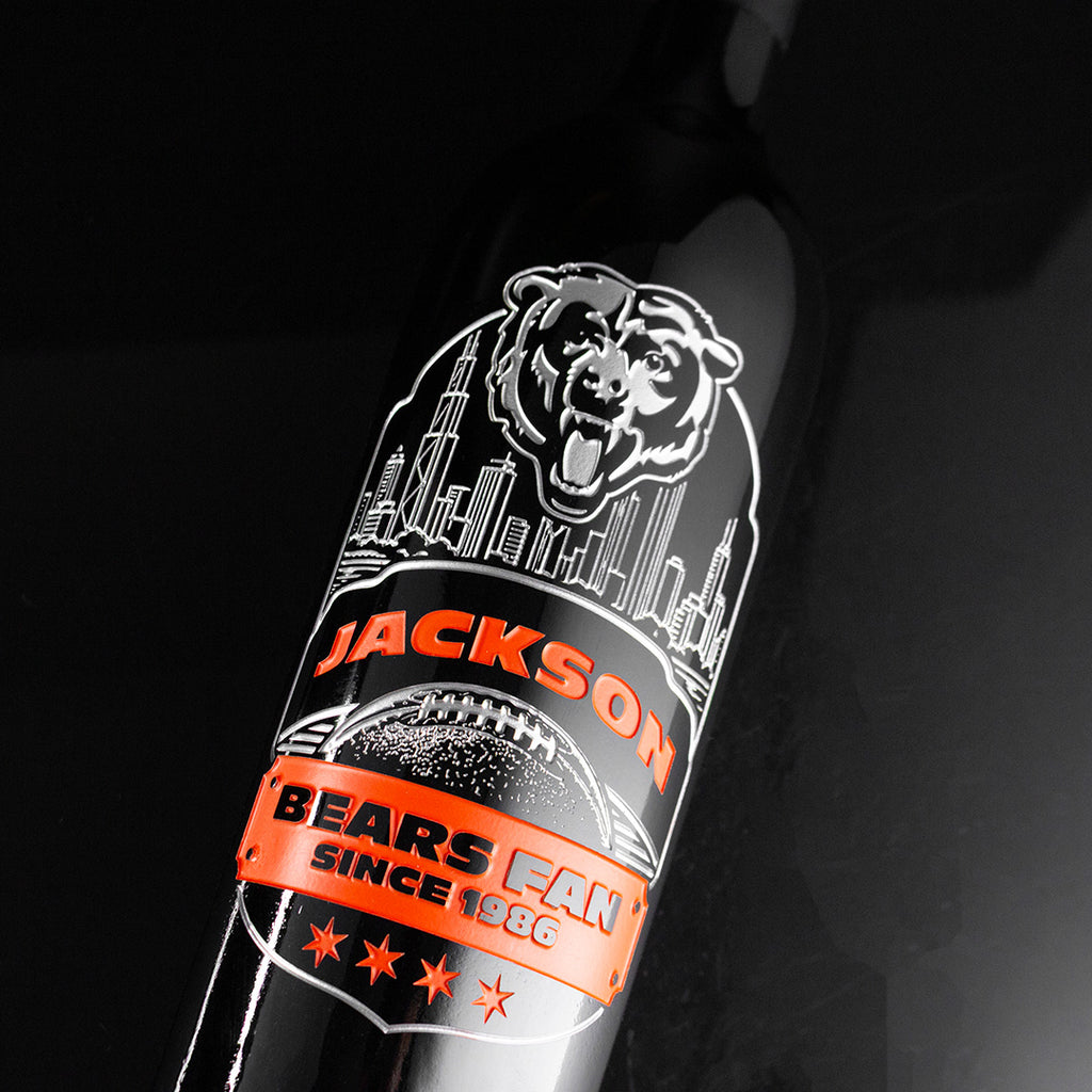 Chicago Bears Skyline Custom Etched Wine