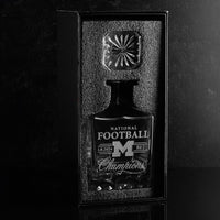 University of Michigan Football National Champions Decanter in black Mano's Wine gift box ready to ship to customer