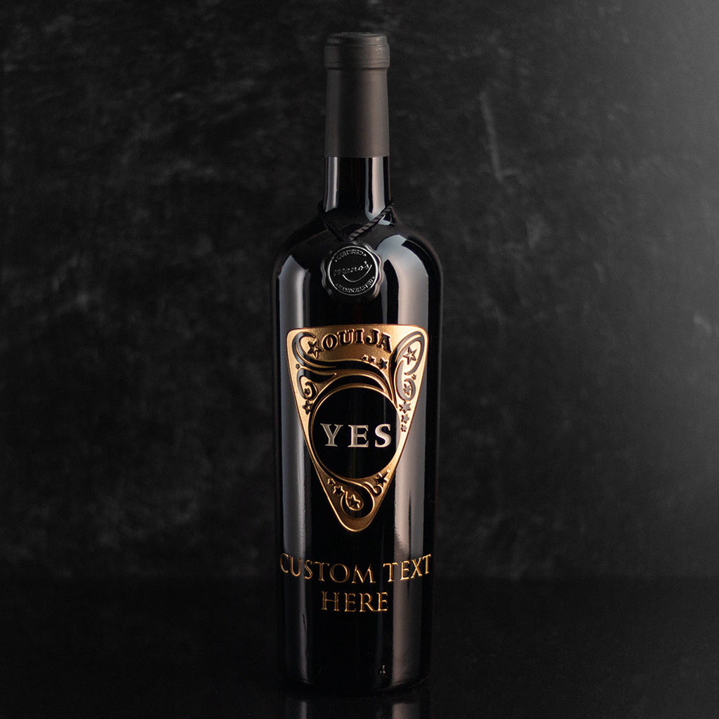 Ouija "Yes" Planchette Custom Wine Bottle