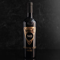 Ouija "No" Planchette Custom Etched Wine Bottle