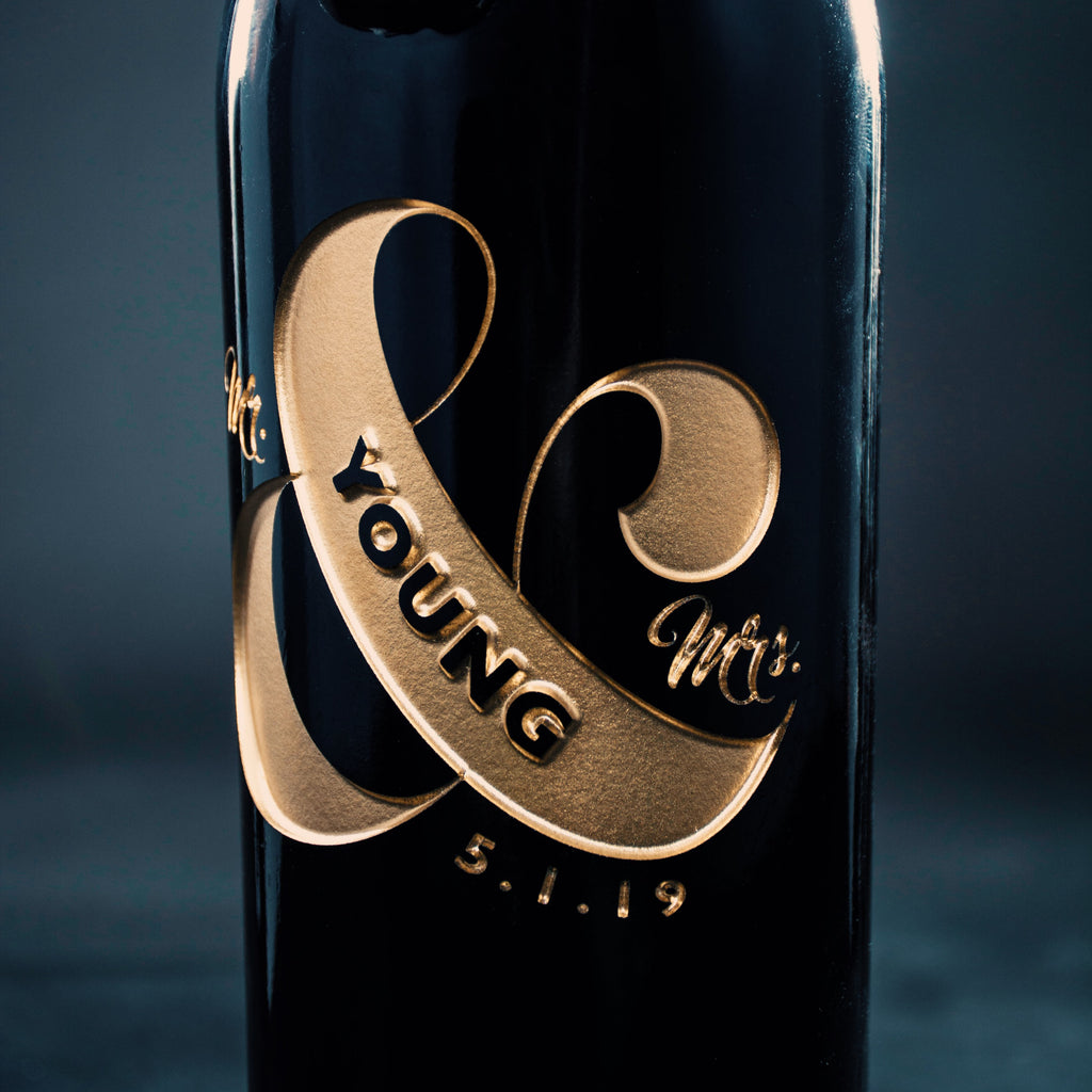 Mr & Mrs Custom Etched Wine Bottle