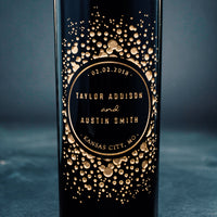 Celebration Circle Frame Custom Etched Wine Bottle