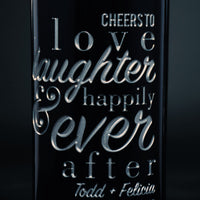 Wedding Love Laughter Custom Etched Wine Bottle