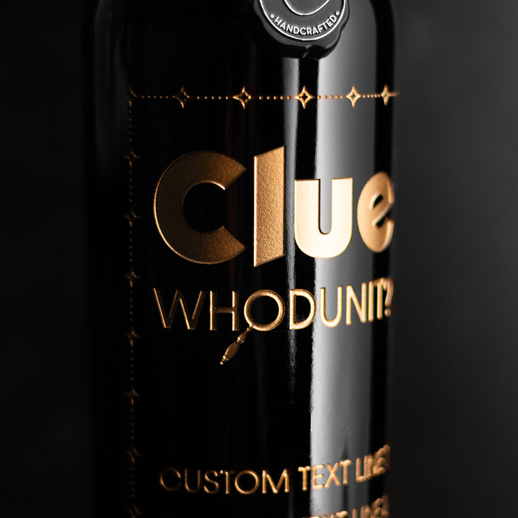 Clue Whodunit Custom Etched Wine Bottle