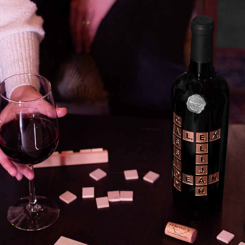 Scrabble Custom Words Etched Wine