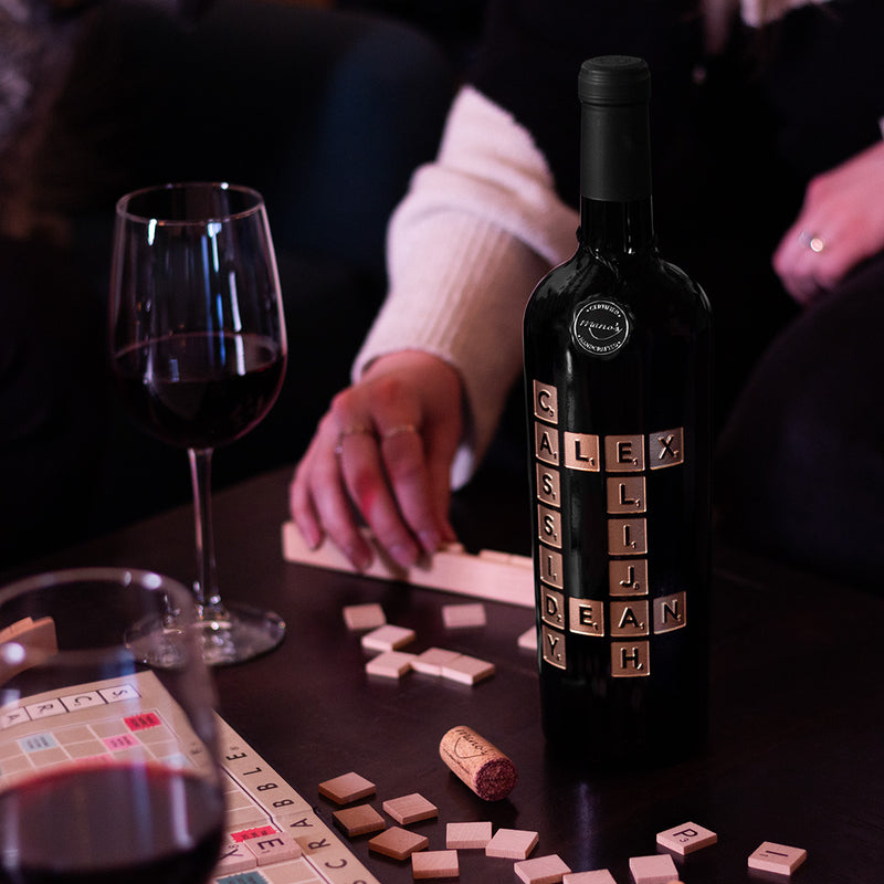 Scrabble Custom Words Etched Wine