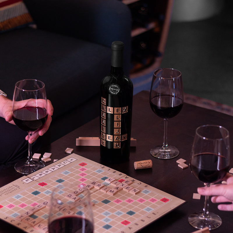 Scrabble Custom Words Etched Wine